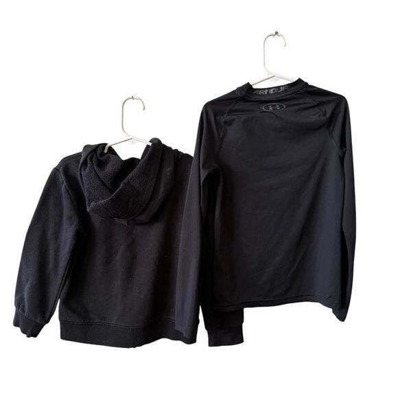 Under Armour Hoodie/Shirt Lot Boys 5/Small Black Full Zip, Long Sleeve - Picture 2 of 4